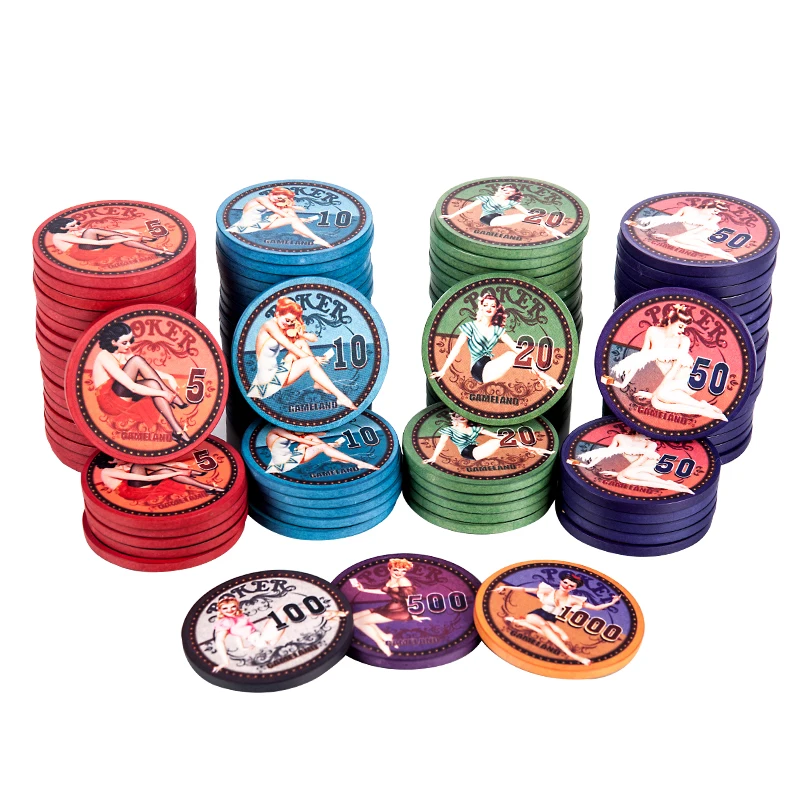 Сексуальные женские керамические фишки для покера, фишки для казино, азартные игры, набор 43*3,3 мм 12 г, фишки для казино