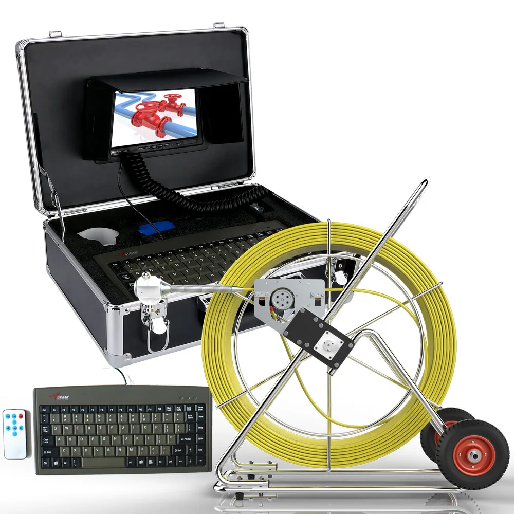 

YobangSecurity DVR Pipe Pipeline Drain Inspection Camera Sewer Waterproof Camera with 7 Inch Monitor Length Counter And Keyboard