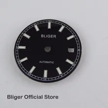 BLIGER 29 мм черный циферблат белые отметки Дата Окно циферблат подходит для автоматического перемещения мужчин t мужские часы циферблат