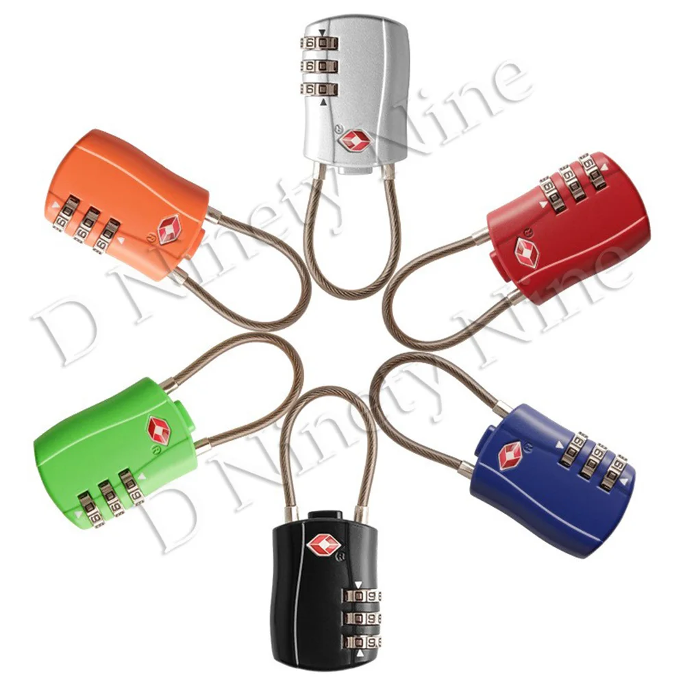 

3Pcs TSA002 Approved Luggage Lock - 3 Dial Combination Padlock - Small & Lightweight Cable Locks