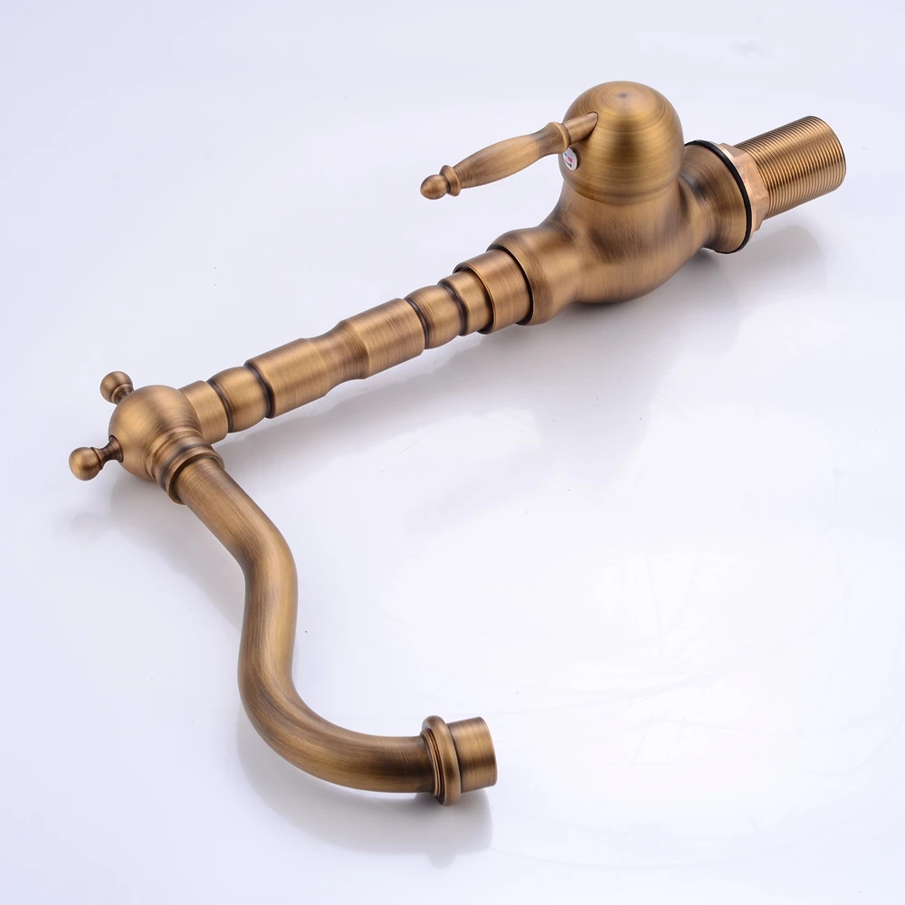 Antique Red Copper 360 Degree Rotation Kitchen Faucet Single Handle Hole Vessel Sink Mixer Tap Knf416