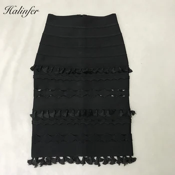 

2018 Top Quality Sexy Skirts Womens Tassel 2 Colors Rayon Homeconing Party Knee-Length Formal skirt