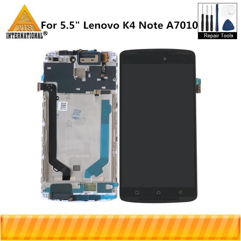 

Original Axisinternational LCD Frame For 5.5" Lenovo K4 Note A7010 LCD Screen+Touch Digitizer Vibe X3 Lite K51c78 X3Lite display