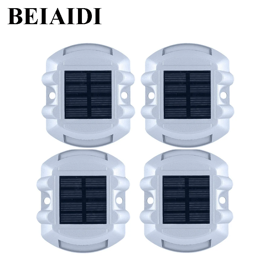 Beste BEIAIDI 3 STKS Solar Deck Light Outdoor Garden Pathway Road Marker Stud Licht Waterdichte Beveiliging Waarschuwingslampje voor Patio Oprit