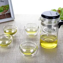 1х 5в1 чайный набор-Kamjove термостойкий стеклянный чайный горшок Piaoyi Bei чайная чашка 200 мл+ 4x30 мл двойные чайные чашки