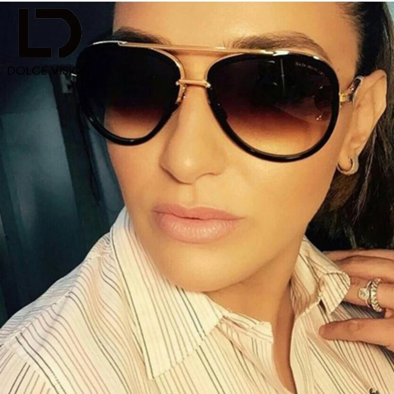 DOLCE VISION Pilot Sunglass Women Gradient Lens Brand Design Shades