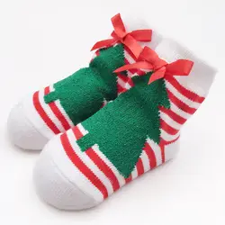 Детские носки, рождественские носки, нескользящие носки-тапочки для новорожденных