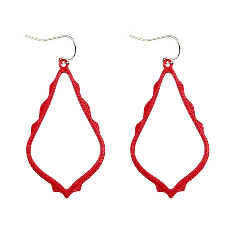 

ZWPON 2018 New Large Matte Colored Frame Teardrop Big Earrings for Women Trendy Brand KS Jewelry Red Dangle Earrings Wholesale