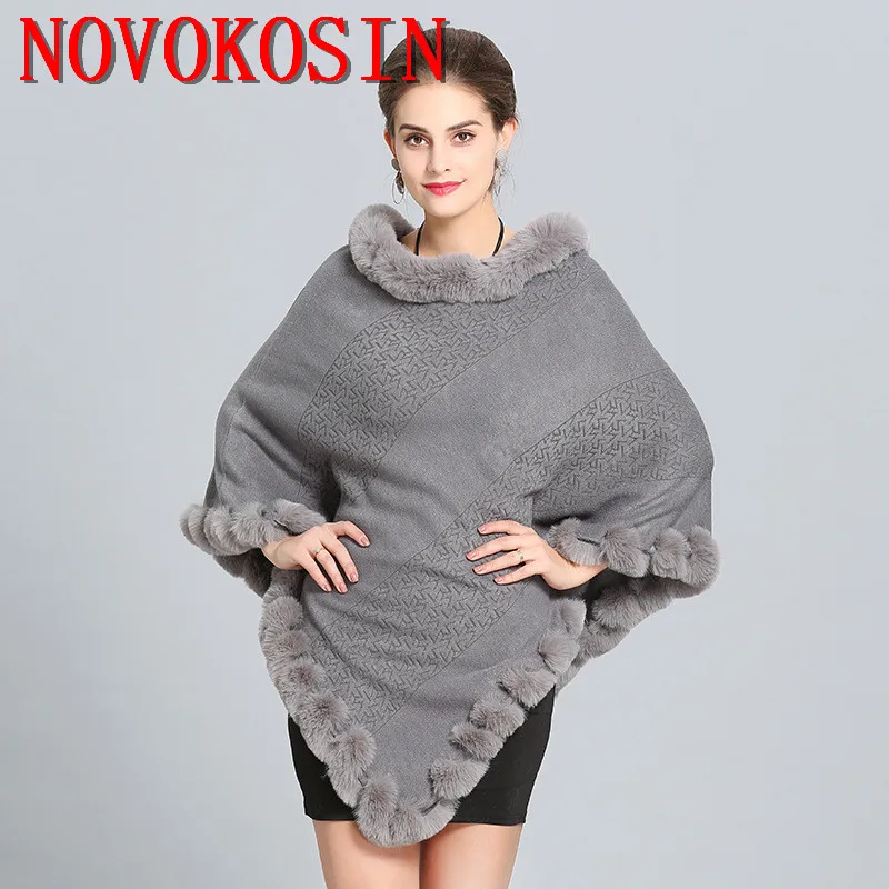 

SC299 2019 Real Sample Fashion Pashmina Women Warm Winter Shawl Fur Collar Cape Wraps Warm Poncho Faux Cashmere Ladies Stole
