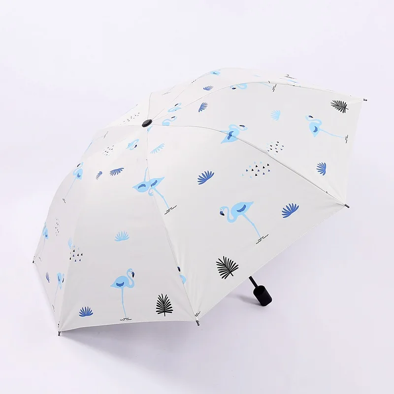 

Creative Simple Flamingo Pocket Umbrella Rain Women Gift Three-folding Sun Umbrella UV Female Small Parasol 2019 NEW ON SALE