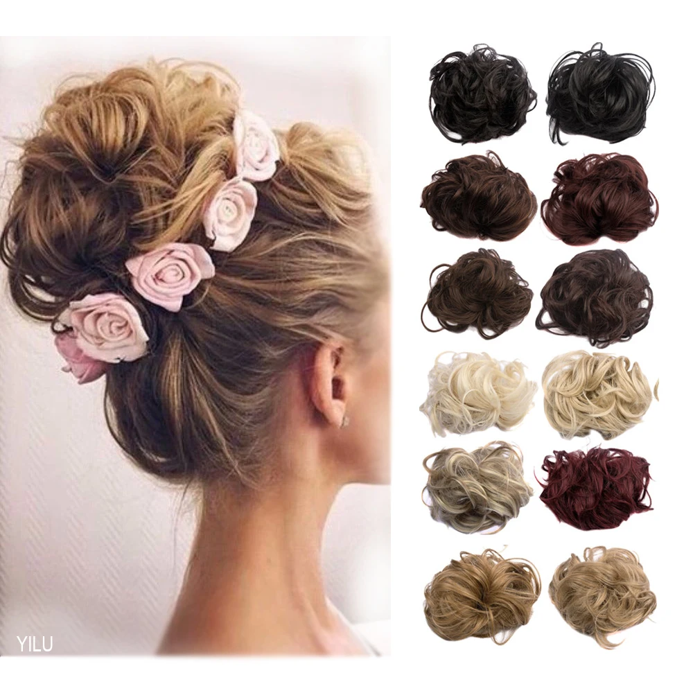 1PC 35g Synthetic Hair Bun Curl Plaited Elastic Wrap Hair Scrinchie For Women Natural Fake Hair Bun  WQ541G02-134