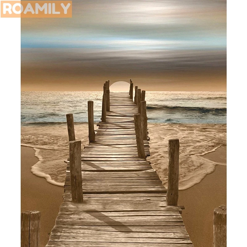 

ROAMILY,Diamond Painting Landscape,Sea Scenery Cross Stitch,Diamond Embroidery,DIY Home Decoration,Full Square/Round Rhinestones