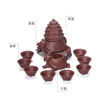 

China Ceramic Pottery Kung Fu Tea Set Dragon Turtle Model Creative Automatic Tea Set Handmade Welcome Guests Tea Ceremony