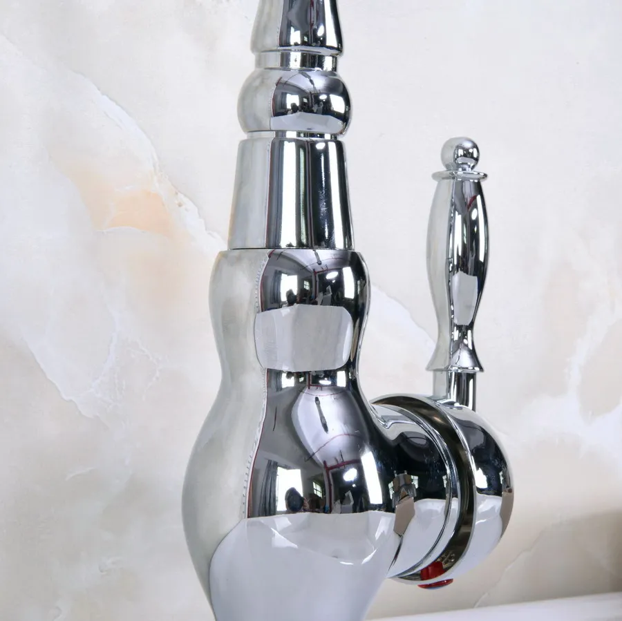 Polished Chrome Brass Swivel Spout One Hole/Handle Kitchen/Bar Bathroom Sink Faucet Hot&Cold Mixer Tap anf929