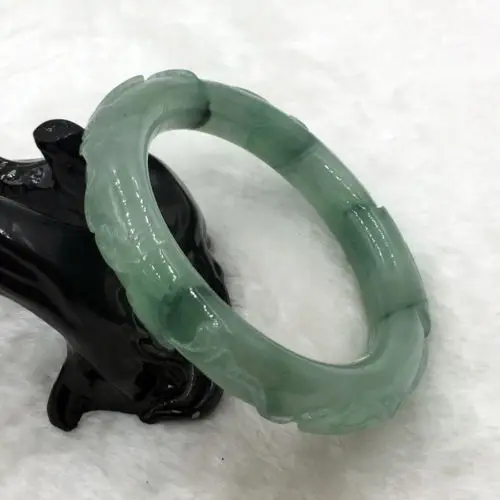 

02133 China Hand-carved Green Emerald Green Jadeite Jade Bracelet Bangle