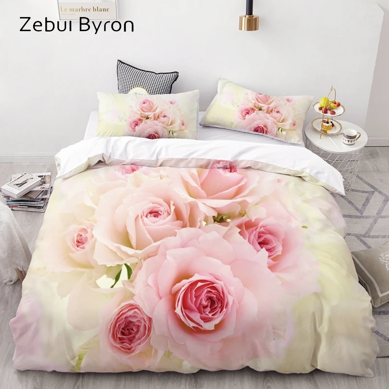 3D постельных принадлежностей AU Custom/Europe, набор пододеяльников для США queen/King, одеяло/покрывало, постельное белье для свадьбы красная роза, Прямая поставка