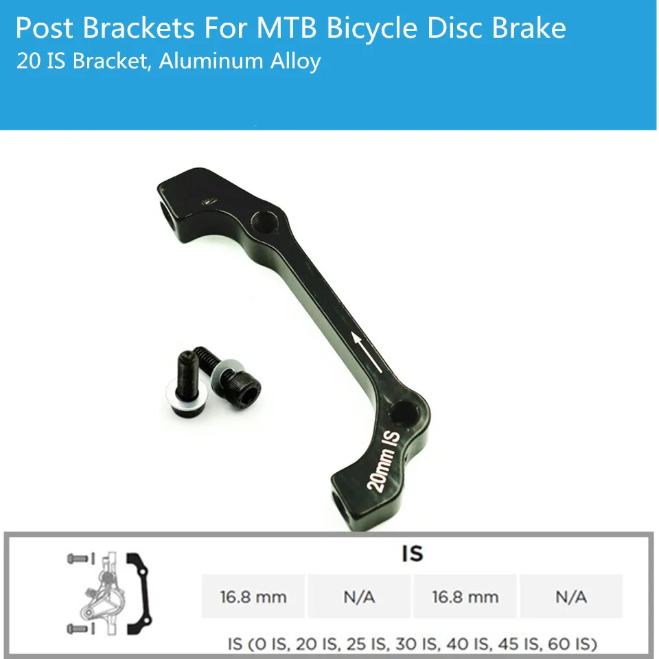

Bracket for Bicycle Disc Brake, IS to PM, 20mm IS Bracket, Disc Brake Mount Adapter for 160mm/180mm rotor, 1 PCS+2 Bolts