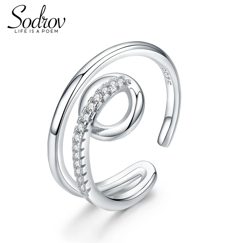 

SODROV 925 Sterling Silver Zircon Engagement Round Ring For Women Fine Wedding Jewelry HR044 Personalized