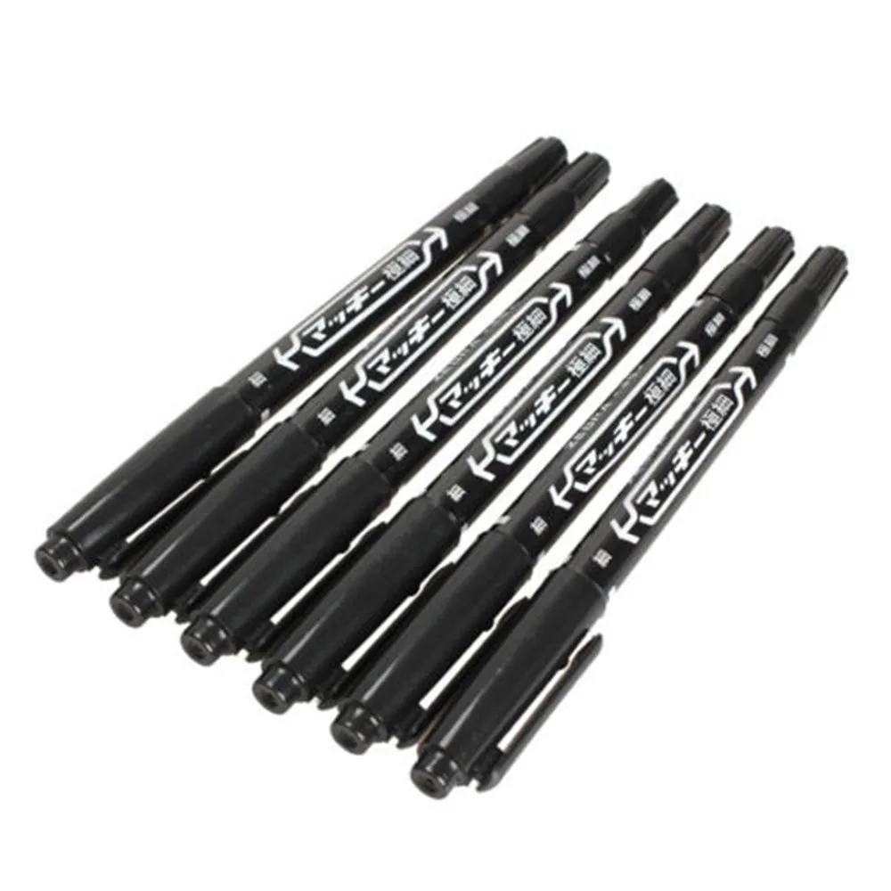 

2PCS Marker Pens Good Waterproof Ink Thin Nib Crude Nib Black Dual-Tip New Portable Fine Colour Marker Pen