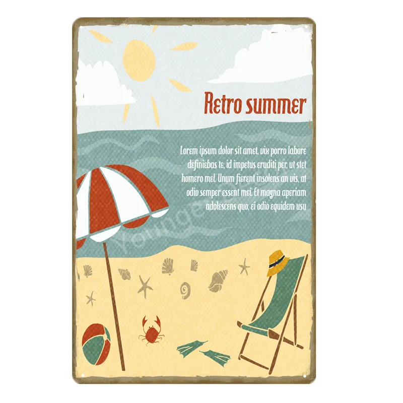 Hello летнее винтажное украшение для стен жизнь хорошо на пляже Металл художественный плакат Бар Паб Кафе Ретро тарелка морепродукты жестяные знаки YD014 - Цвет: YD0310