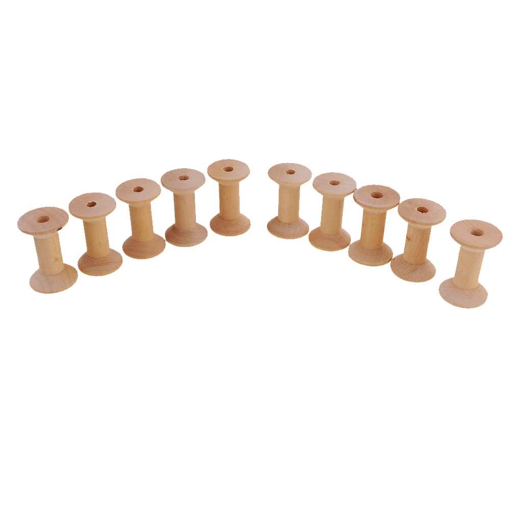 New Hot Sale 10 Pieces Natural Wooden Empty Thread Spools Sewing Bobbins DIY Clothes Bag Wedding Dress Apparel Sewing Tools 