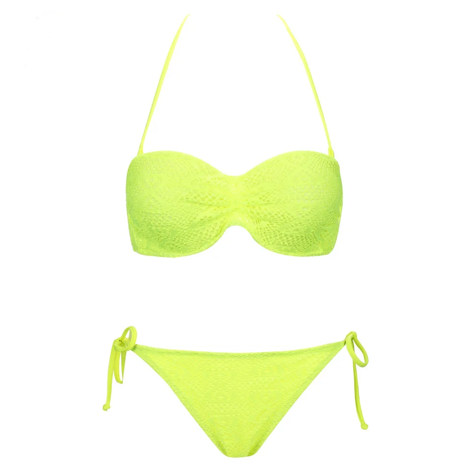 Melphieer 2019 Yellow Mesh Bikini Sexy Crochet Swimwear Women's ...