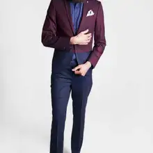 Последние конструкции пальто брюки бордовый и синий жениха Смокинги для женихов итальянский Стиль Мужская Свадьба Пром Костюмы дружки костюм куртка+ брюки для девочек