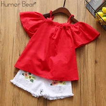 Humor bear/Одежда для маленьких девочек Новинка года, брендовые комплекты одежды для девочек детская одежда для маленьких девочек топы для маленьких девочек+ штаны, От 2 до 6 лет