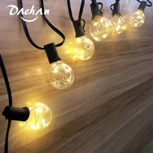 Safety 3.7V 25Ft LED G40 Globe String Lights With Clear Bulb Patio Lights IP44 Vintage Bulbs Decorative Outdoor Garland Wedding