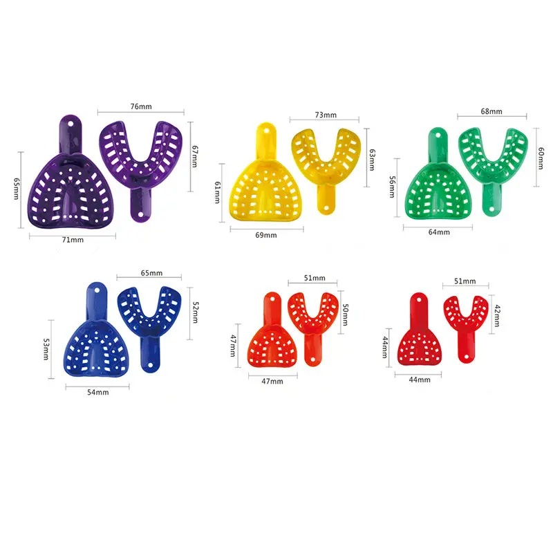 

12pcs Dental Materials Plastic Impression Trays for Adult and Children Multi color
