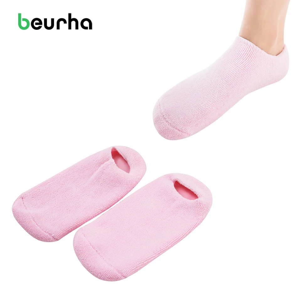 

Beurha 2PCS / A Pair NEW Three Colors Smooth Whitening Exfoliating Foot Spa Gel Socks Moisturising Gel Heel Protectors Socks