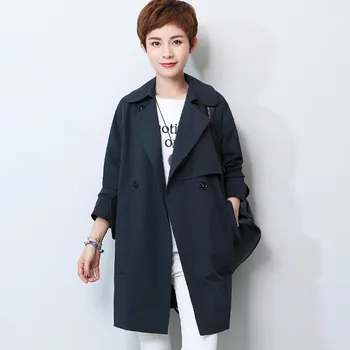 

Middle-aged Long Windbreaker Female 2020 Spring Autumn Coats New Casual Large Size Trench Coats Women Overcoat X874