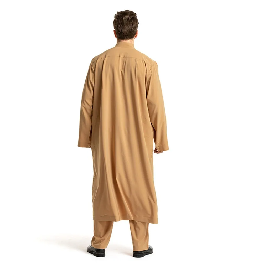 Мужской Халат abaya этнические с длинным рукавом мусульманские Мусульманский Стиль; Ближний Восток Макси платье Кафтан Исламская одежда