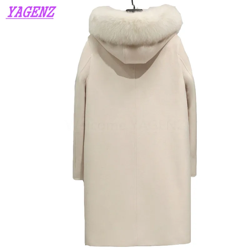 New Autumn Winter Warm Woolen Jacket Women Korean Long Wool coat Young Women High quality Lmitation fox fur collar Overcoat B313