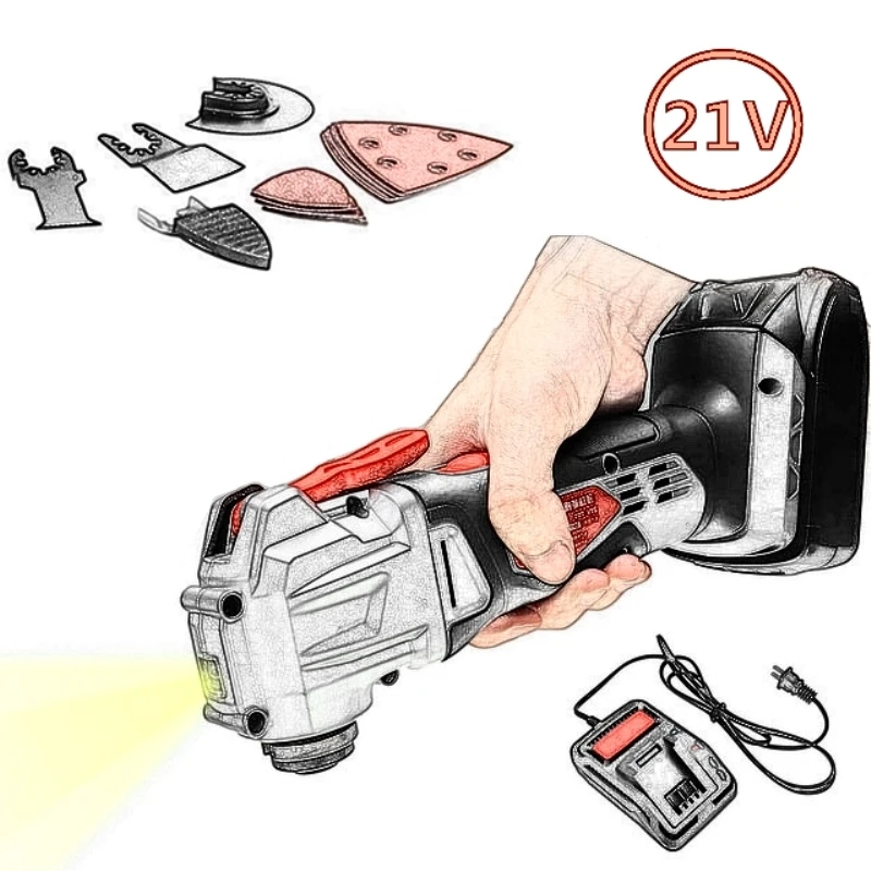 

21V Multifunction Cordless Oscillating Tool Kit Rechargeble Multi-Tool Power Tool Electric Trimmer Sander with Lithium Battery