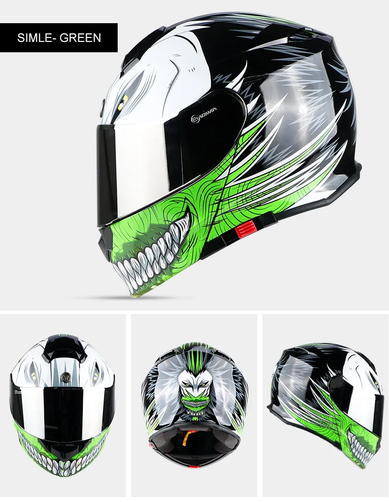 1 шт., полностью открытая лицевая сторона, модный модульный мотоциклетный шлем с серебряными линзами, откидной двойной козырек, ABS DOT ECE, мотоциклетный шлем