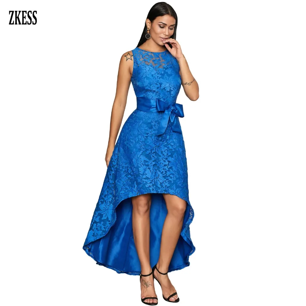 Royal-Blue-Sleeveless-Lace-Overlay-Bow-Sash-Party-Dress-LC610891-5-3