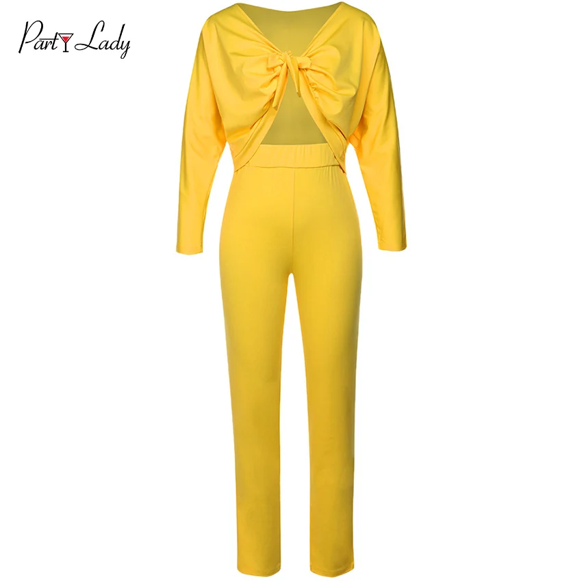 Party Lady 2018 Party Jumpsuits For Women Autumn Winter Girls Rompers Combination Female Sexy Loose Solid Color Girl Rompers -C