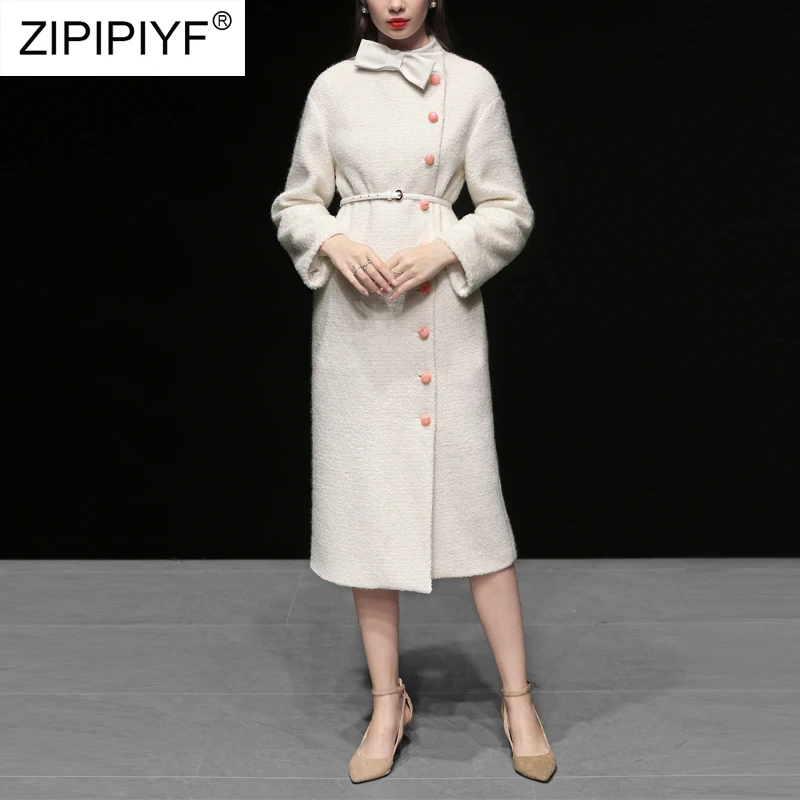 Mince White 11 Arc Laine Casual Et De Cravate Nouvelle Élégant Femmes Manteau Cachemire 11 Automne Piste D'hiver Col Mode 2018 Longue HwBxnRCq