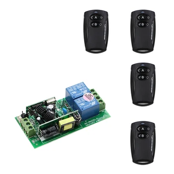 

High Quality AC 85-250V RF Wireless Remote Control Lighting Switch 2 Channal 10A Relay Switch Receiver +4pcs Transmitters Black