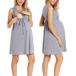 Женское платье для беременных для будущих мам, без рукавов, для кормящих детей, сарафан для грудного вскармливания, летнее Мягкое