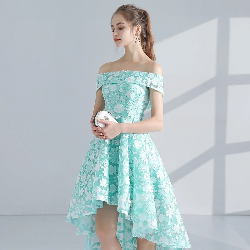 2018 junior Graduation Flowers appliques Prom Dresses Short Front Long Back Evening Gown Gray Organza Fashion Party Formal Gown 2018 junior Graduation Flowers appliques Prom Dresses Short Front Long Back Evening Gown Gray Organza Fashion Party Formal Gown
