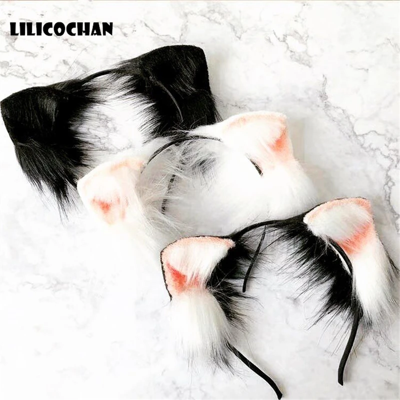 Cena Handmade Anime Neko 3 kolory realistyczne futro kot uszy pałąk Cosplay kostium Anime Halloween urodziny peruki imprezowe akcesoria