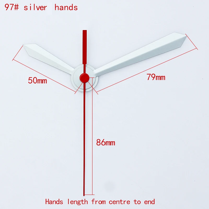 100sets Young Town White Axis Hands Silver Clock Hands 97 Metal