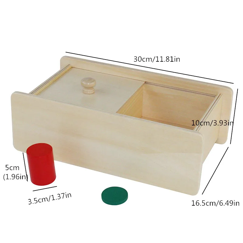  Montessori Baby Educational Teaching Aids Infant Toddler Wooden Box With Sliding Lid Size 30*16.5*1