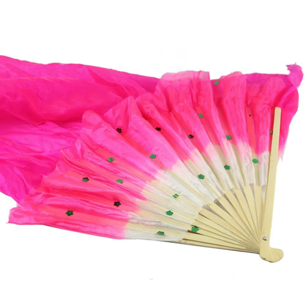 

New Hand fan Hand Made Colorful Belly Dance Dancing Silk Bamboo Long Fans Veils folding fan leque de mao