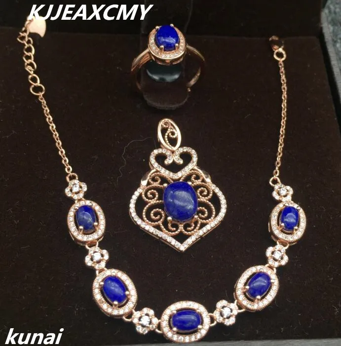 KJJEAXCMY Fine jewelry, 925 silver inlaid lapis lazuli women's set