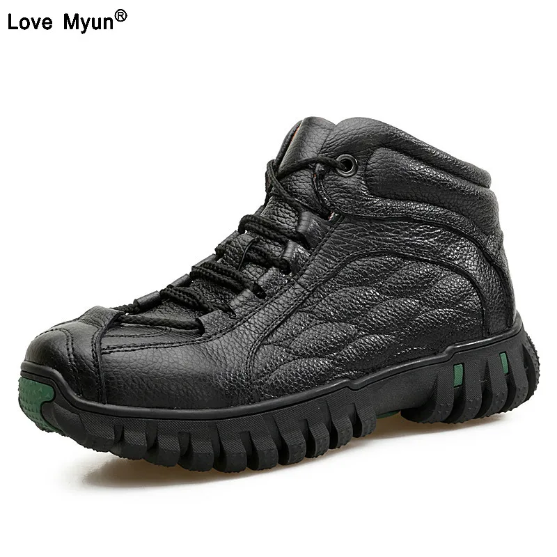 Brand font b Men b font Boots Genuine Leather Winter Boots Warmth Fur Inside High Quality