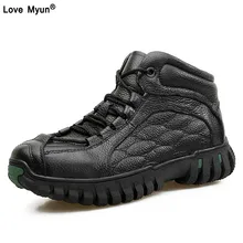 Brand Men Boots Genuine Leather Winter Boots Warmth Fur Inside High Quality Outdoor Men Snow Boots Working Shoes Men822