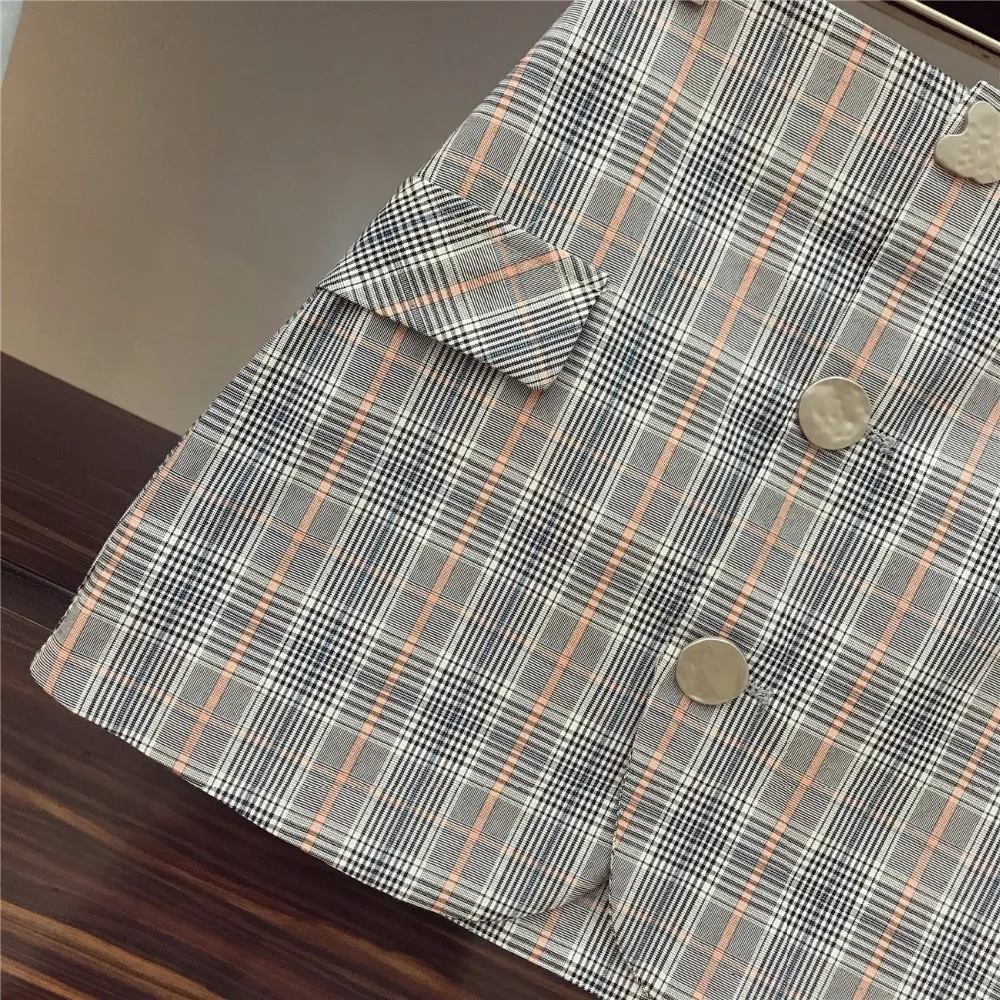 2018-New-Fall-Women-s-Lapel-Long-Sleeve-Blue-Long-Shirt-High-Waist-Package-Hip-Plaid (4)